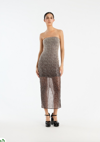 BEADED MIDI TUBE VESTIDO
