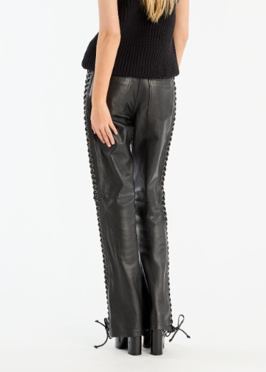 LACED LEATHER PANTS