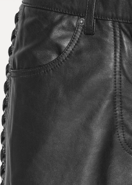 LACED LEATHER PANTS