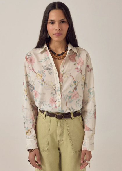 Camisa Narciso de Algodón Floral