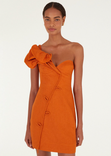 Minivestido Orange Flower de Lino
