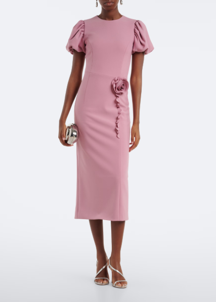 CREPE MIDI FLOWER DRESS