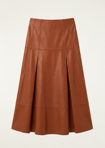 MIDI BROWN LEATHER FALDA